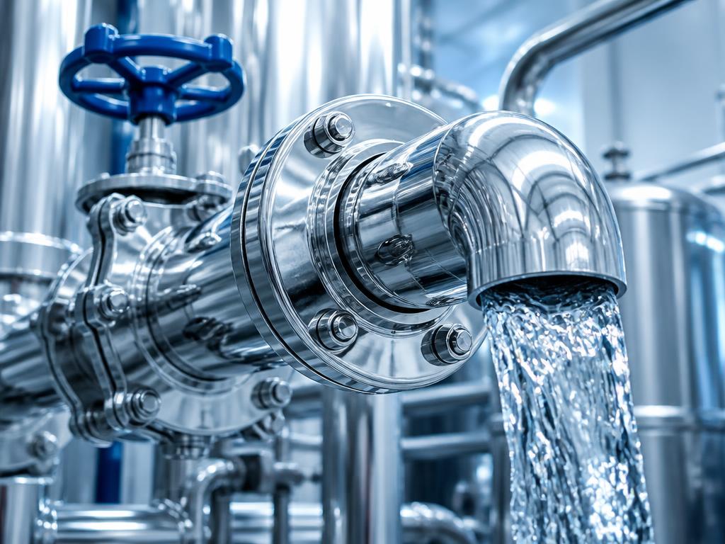 Clean stainless steel pipes with pure water after Aquafit Technologies treatment